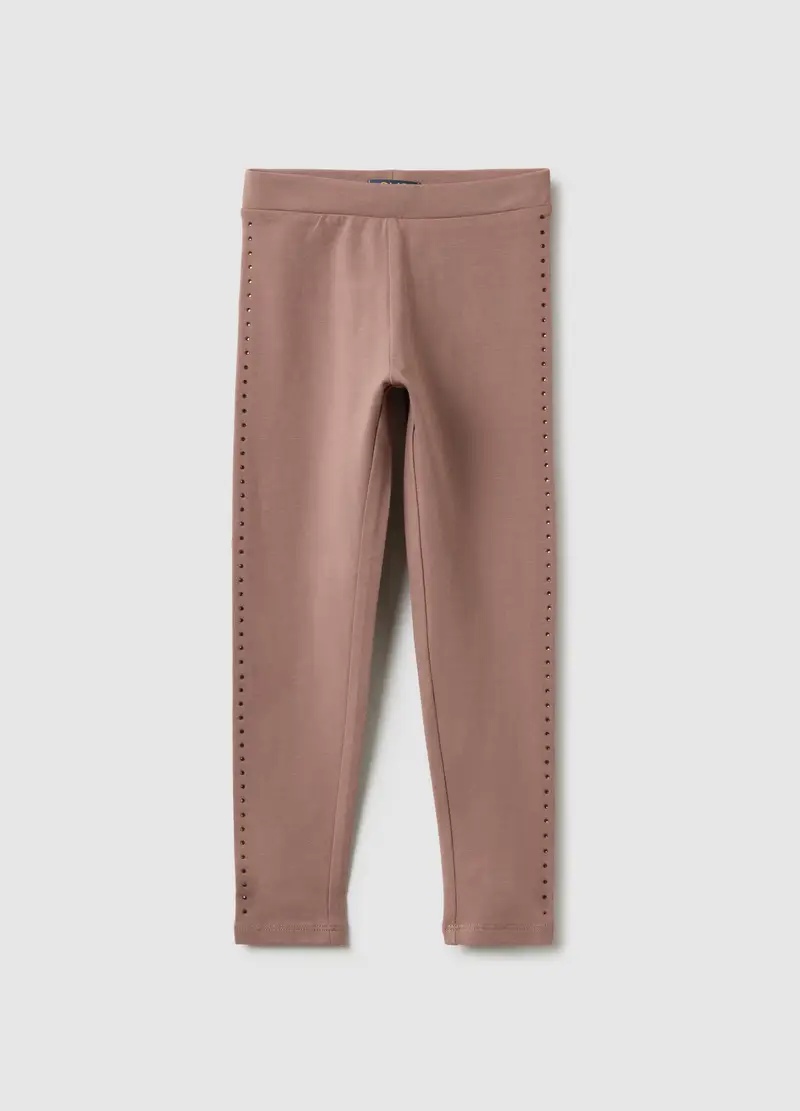 Leggings In Cotone Elasticizzato Marroni Da Bambina Skinny Fit, Marrone