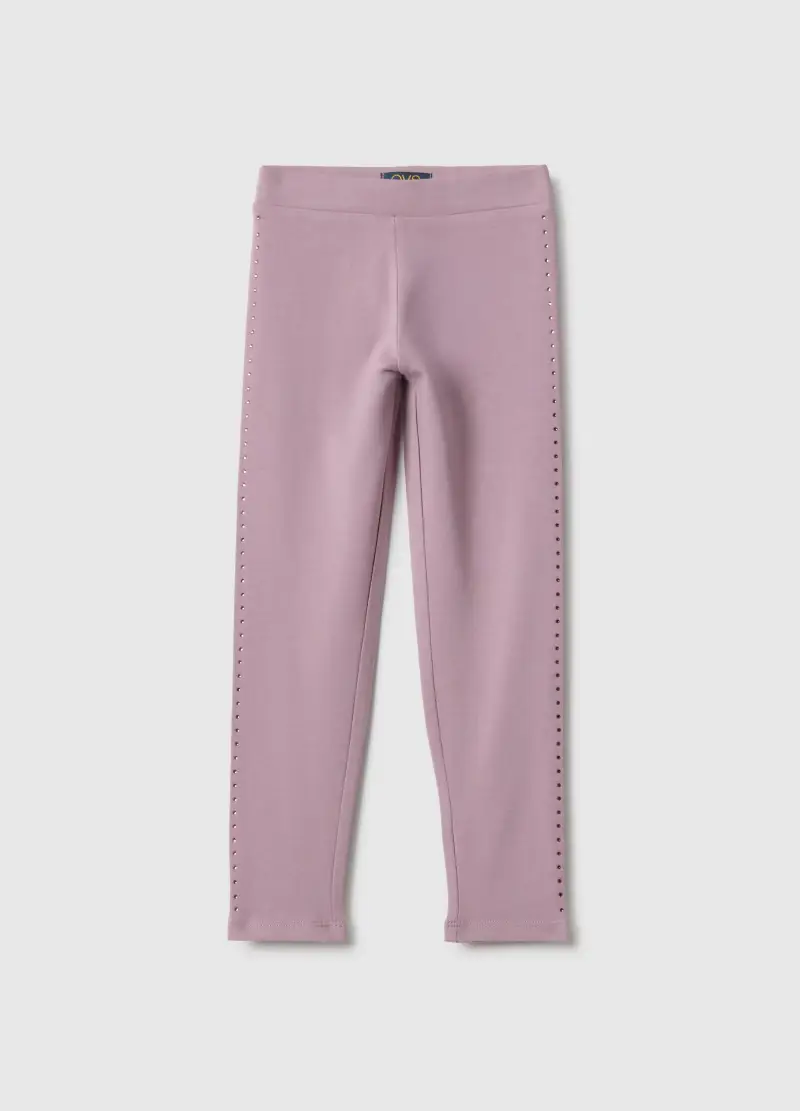 Leggings In Cotone Elasticizzato Rosa Da Bambina Skinny Fit, Rosa