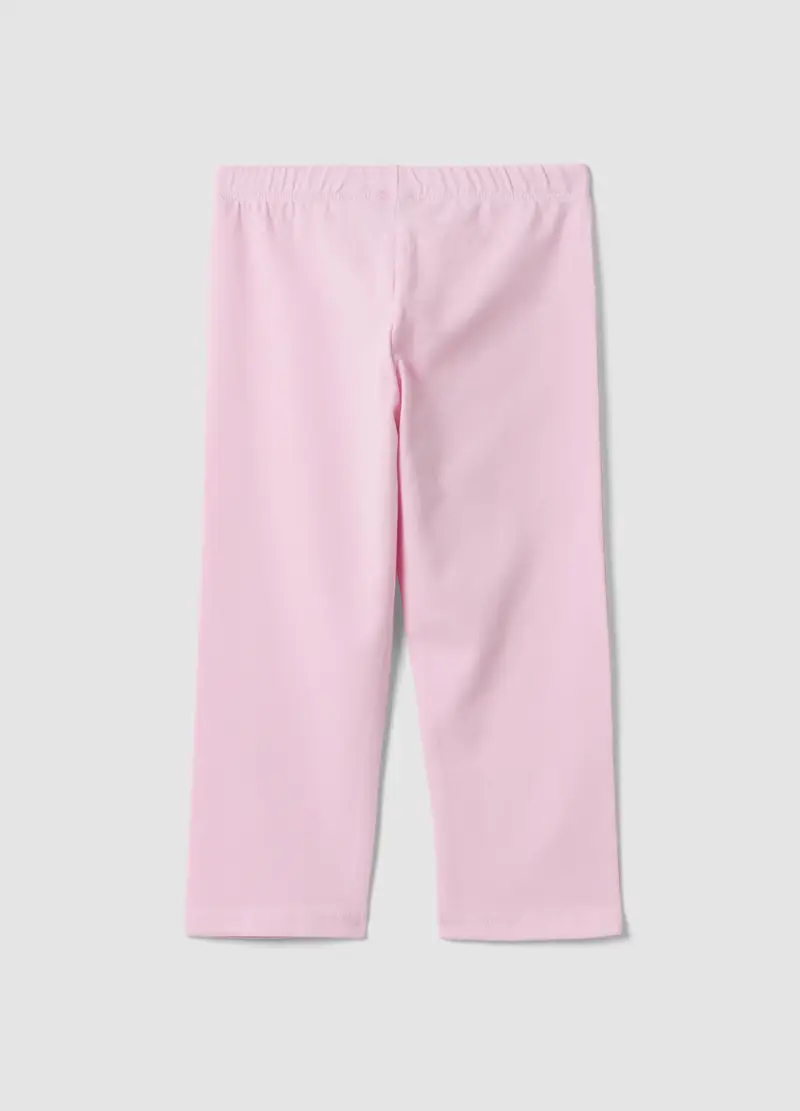 Leggings In Cotone Elasticizzato Rosa Slim Fit Per Bambine, Bambina, Rosa miniatura 2