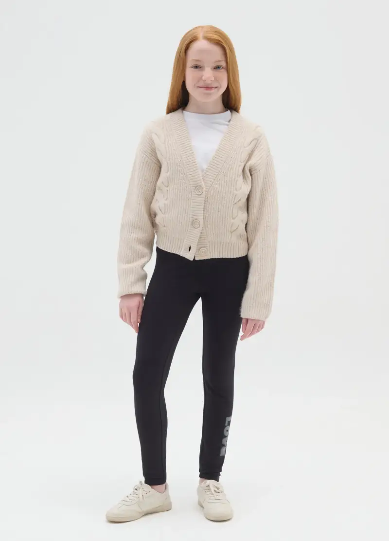 Leggings Neri Da Ragazza In Cotone Elasticizzato Vestibilità Skinny, Bambina, Nero