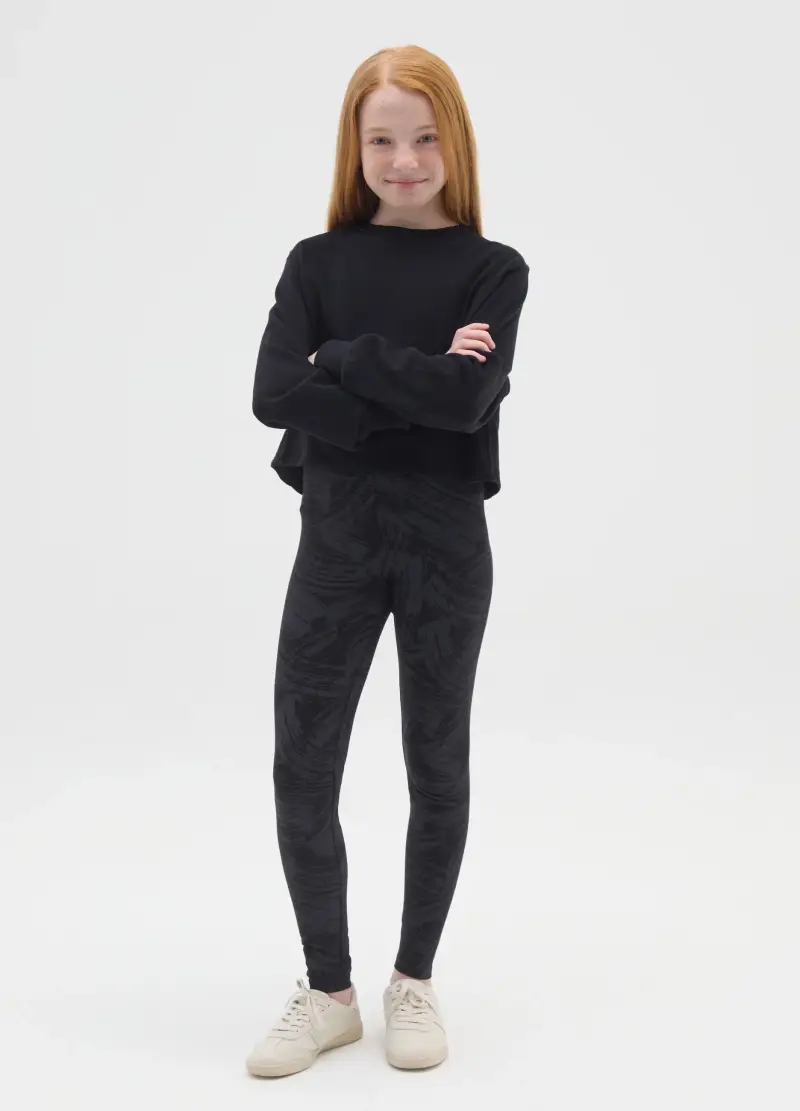 Leggings Skinny Da Ragazza In Misto Cotone Neri, Bambina, Nero