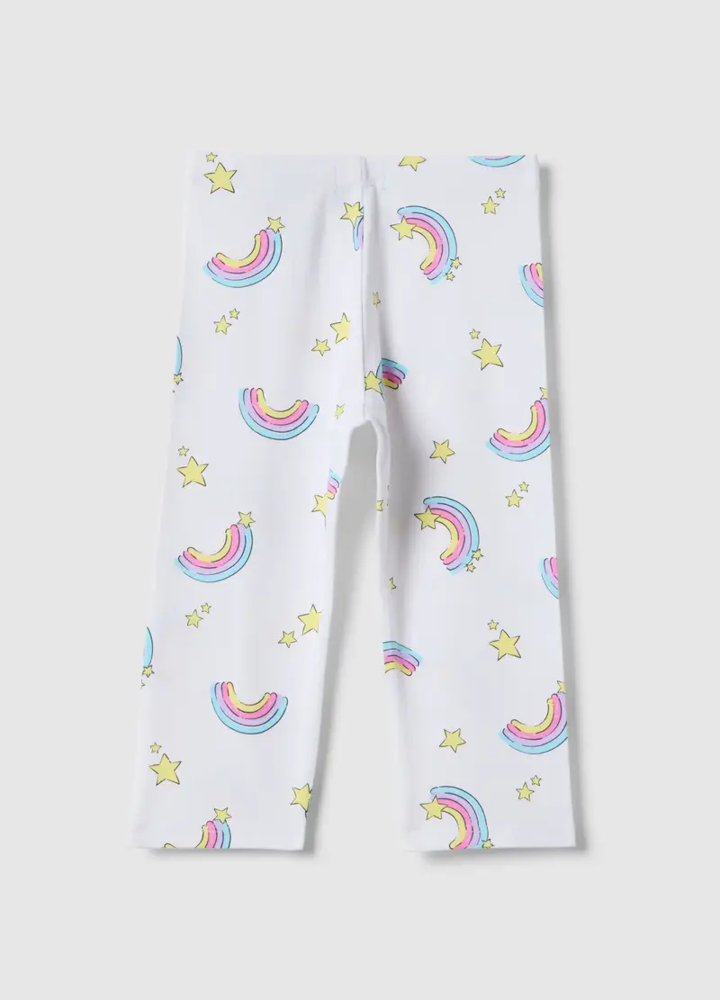 Leggings Skinny In Cotone Biologico Elasticizzato Bianco Da Bambina, Bianco miniatura 2