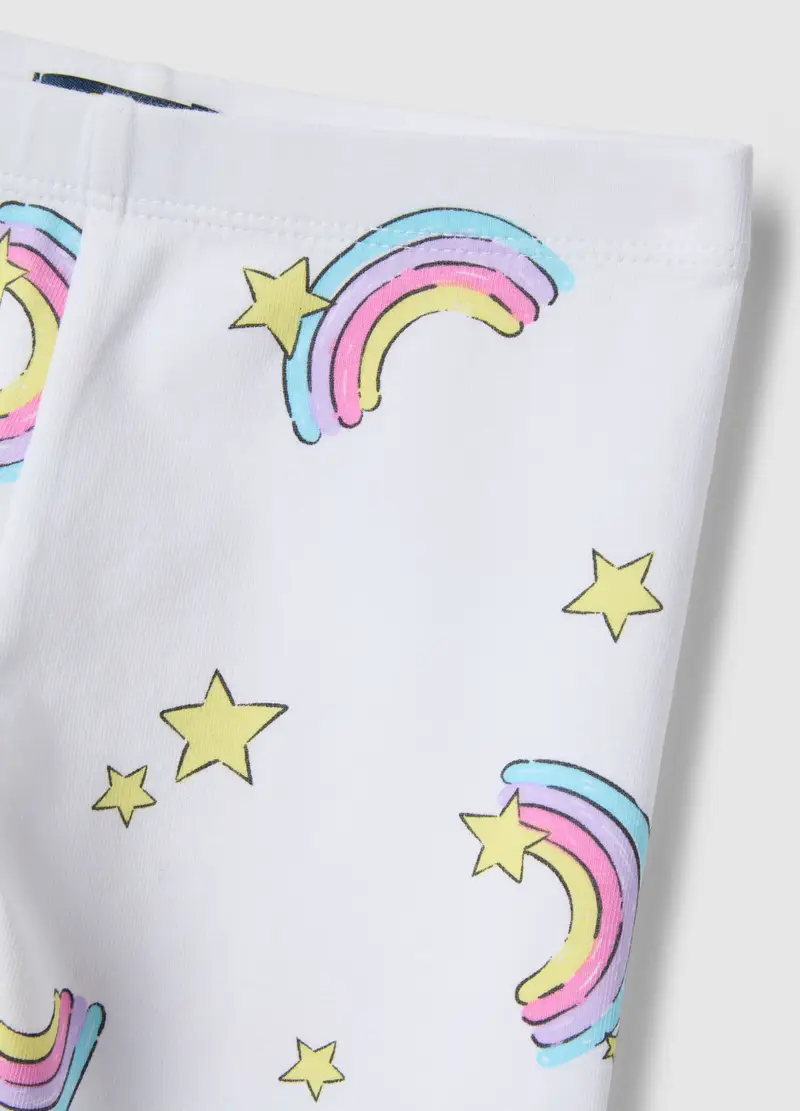 Leggings Skinny In Cotone Biologico Elasticizzato Bianco Da Bambina, Bianco miniatura 3