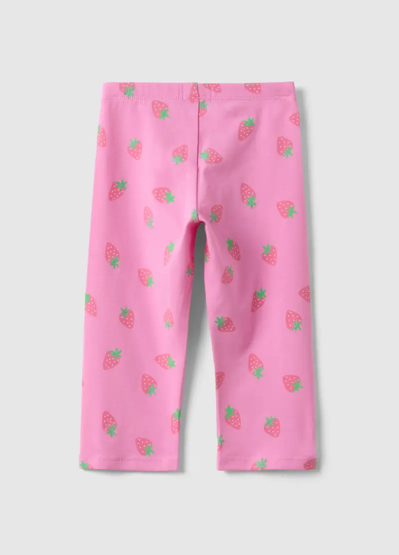 Leggings Skinny In Cotone Biologico Elasticizzato Rosa Da Bambina, Rosa miniatura 2