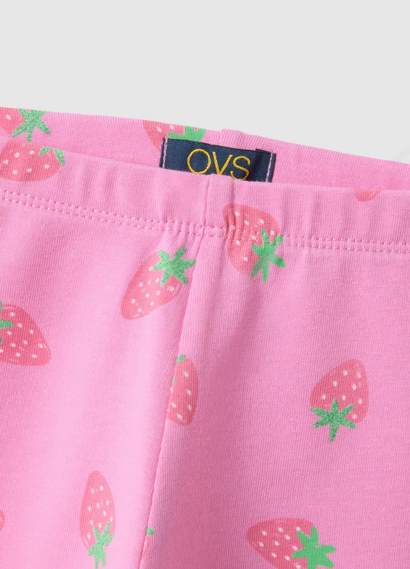 Leggings Skinny In Cotone Biologico Elasticizzato Rosa Da Bambina, Rosa miniatura 3