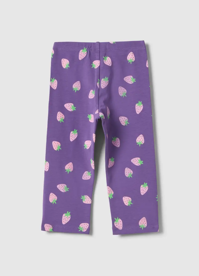 Leggings Skinny In Cotone Biologico Elasticizzato Viola Da Bambina, Viola miniatura 2