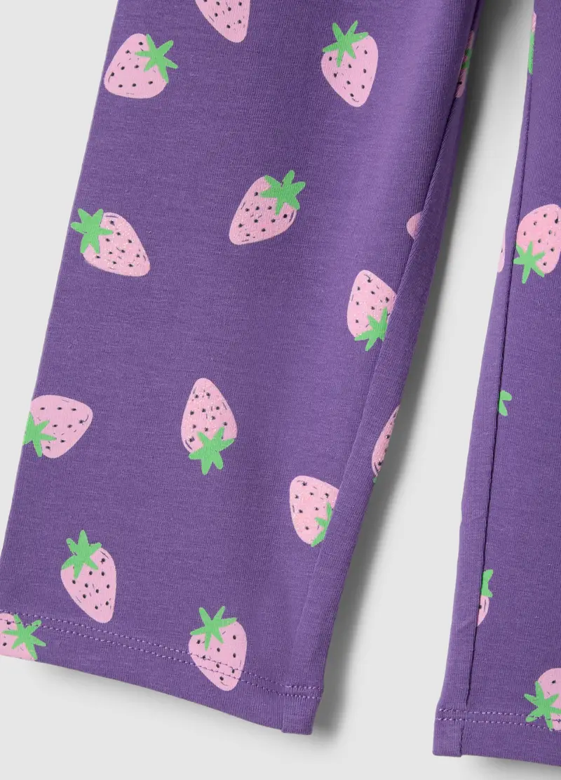 Leggings Skinny In Cotone Biologico Elasticizzato Viola Da Bambina, Viola miniatura 3