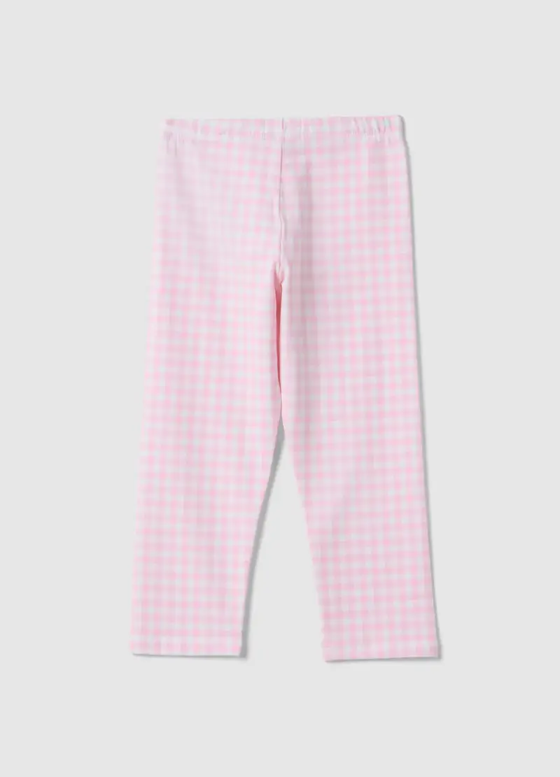 Leggings Skinny In Cotone Elasticizzato A Quadri Multicolor Da Bambina, Multicolor miniatura 2