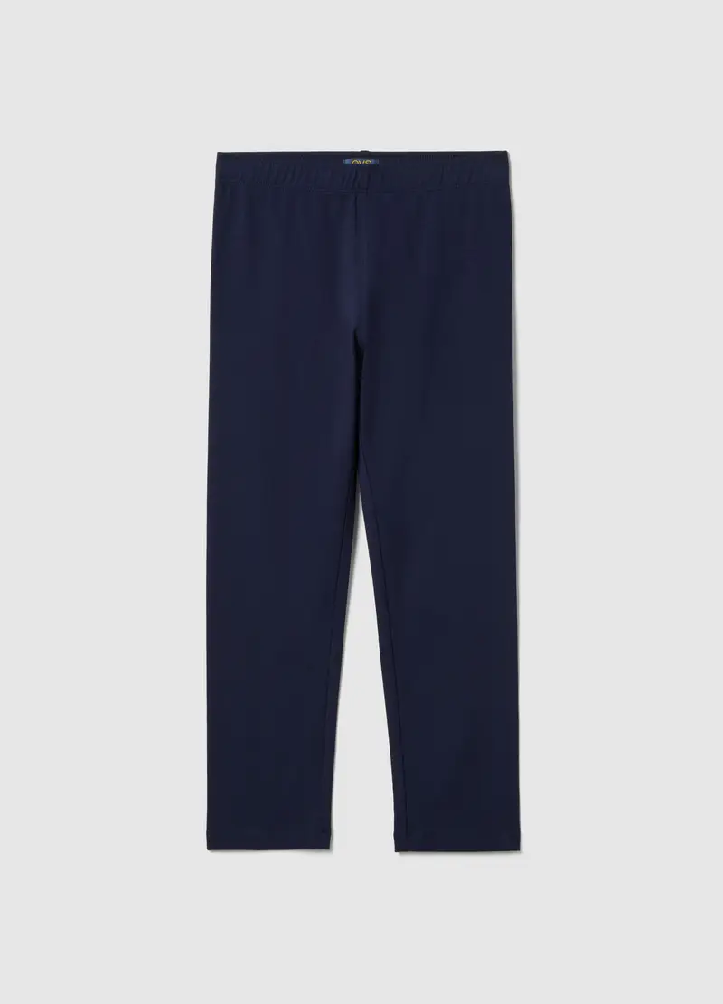 Leggings Skinny In Misto Cotone Blu Da Ragazza, Bambina, Blu