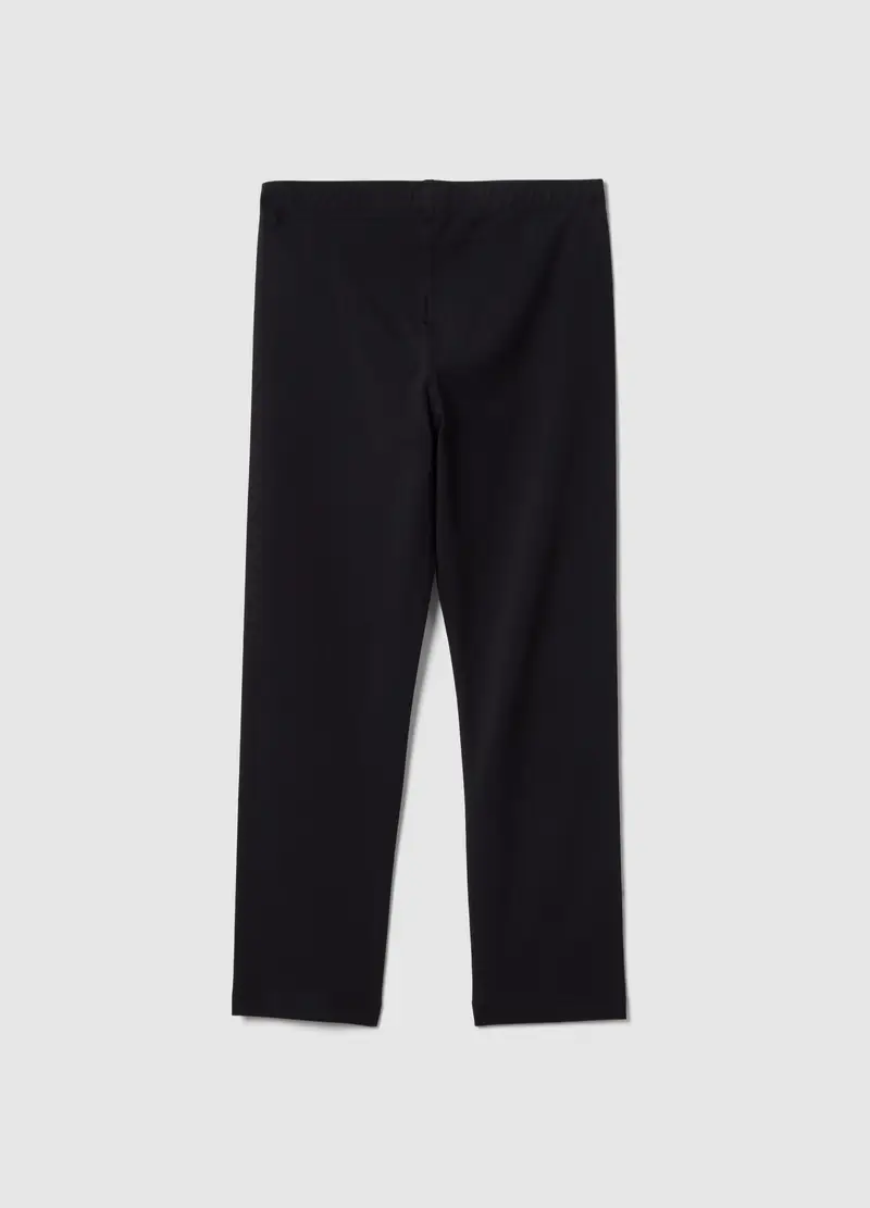 Leggings Skinny In Misto Cotone Neri Da Ragazza, Bambina, Nero miniatura 2