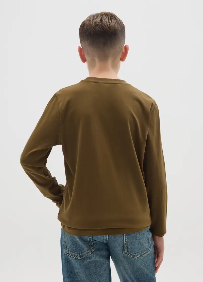 Maglia A Maniche Lunghe Da Ragazzo In Puro Cotone Marrone, Bambino, Marrone miniatura 2