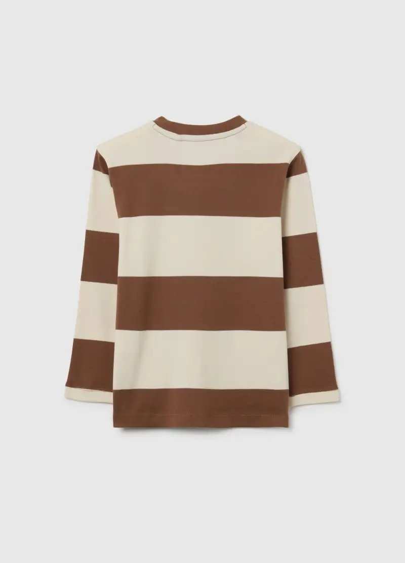 Maglia A Righe Marrone Da Bambino In Puro Cotone Regular Fit, Multicolor miniatura 2
