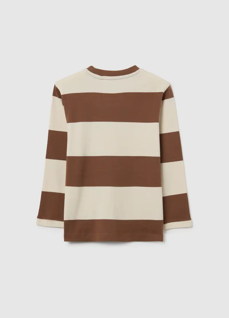 Maglia A Righe Marrone Da Bambino In Puro Cotone Regular Fit, Multicolor miniatura 2