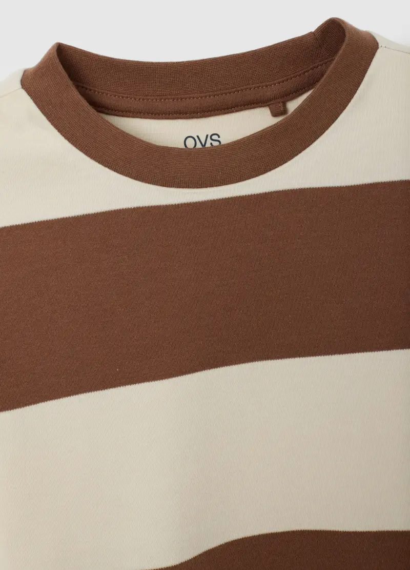 Maglia A Righe Marrone Da Bambino In Puro Cotone Regular Fit, Multicolor miniatura 3