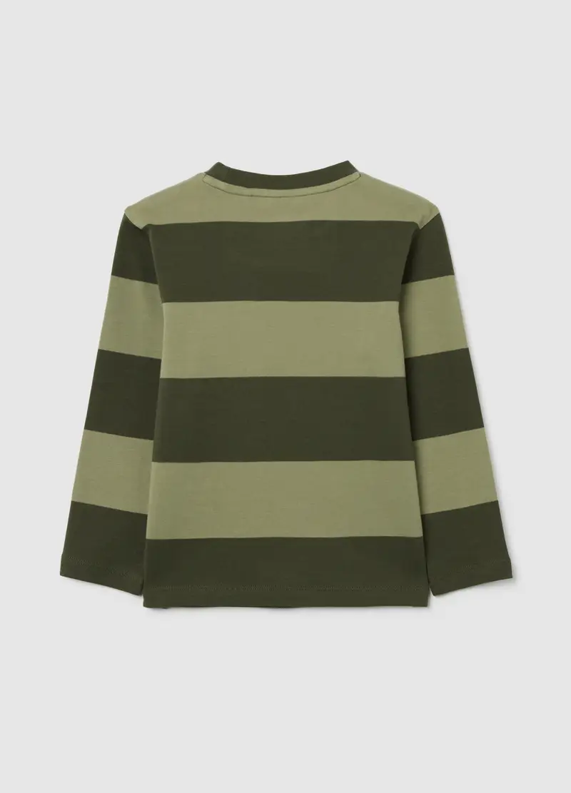Maglia A Righe Verdi Da Bambino In Puro Cotone Regular Fit, Verde miniatura 2