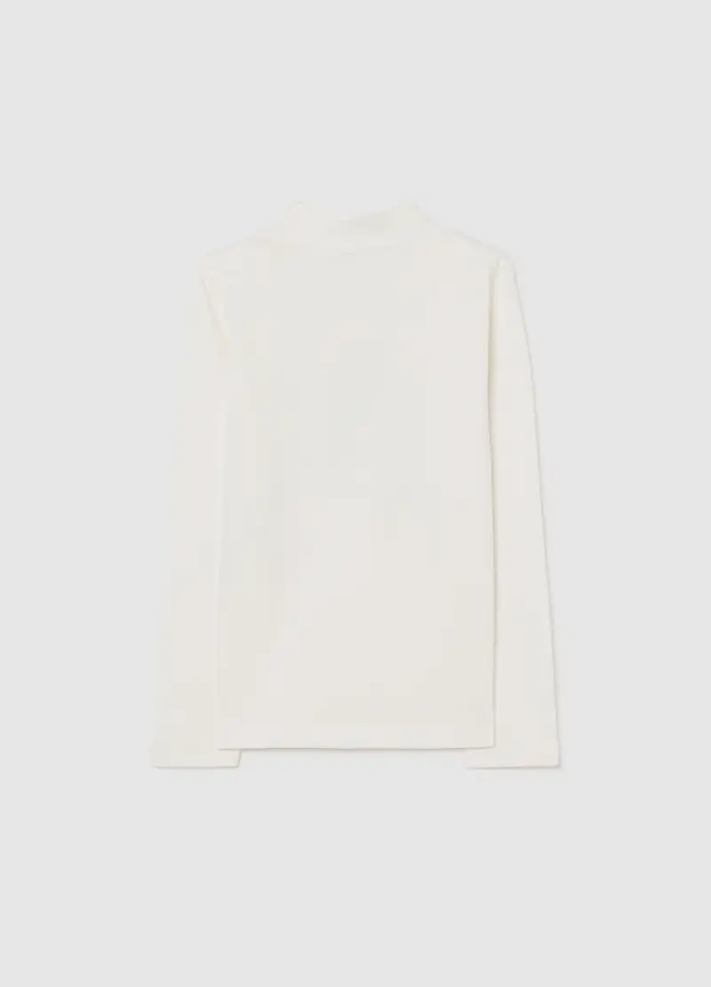 Maglia Bianca A Collo Alto Da Bambina In Misto Cotone Regular Fit, Bianco miniatura 2