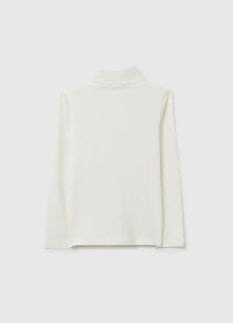 Maglia Bianca A Collo Alto Da Bambina In Misto Cotone Regular Fit, Bianco miniatura 2