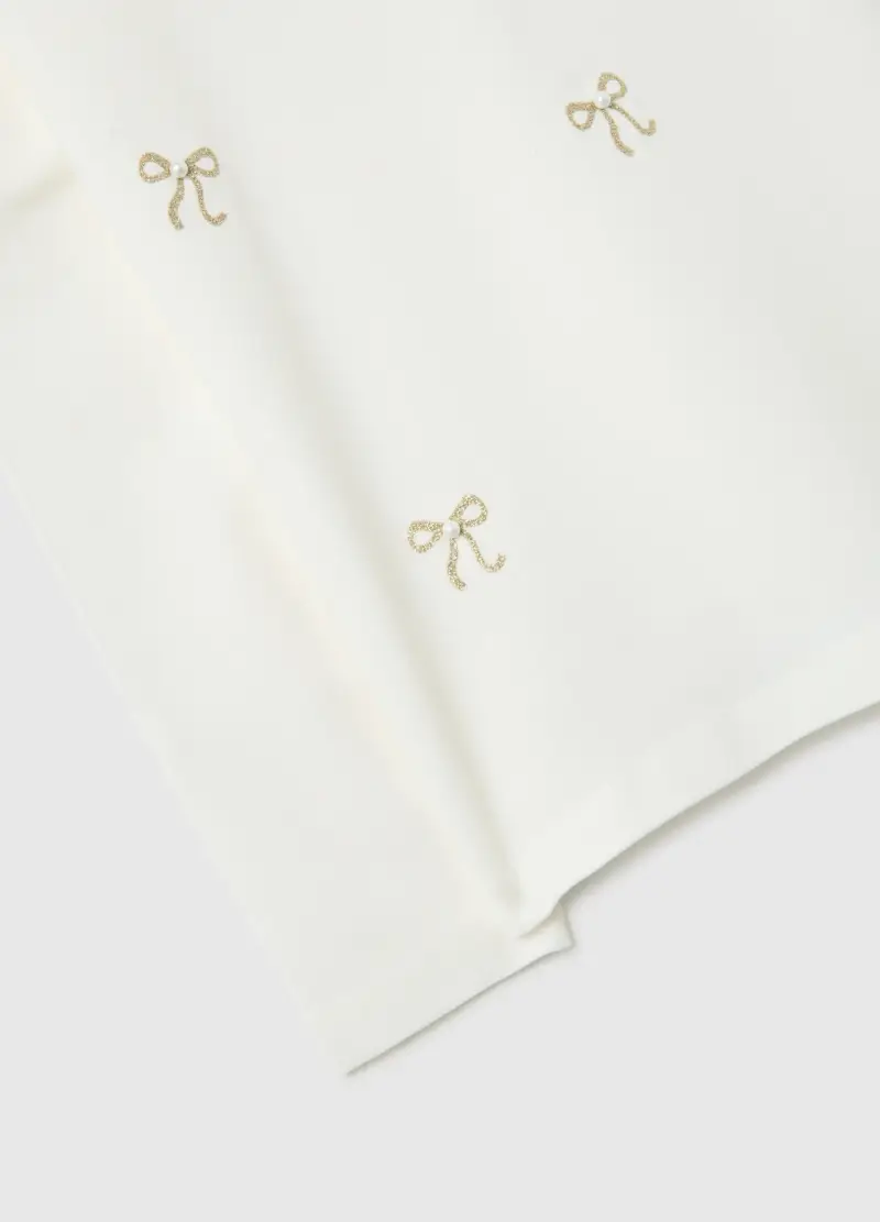 Maglia Bianca A Collo Alto Da Bambina In Misto Cotone Regular Fit, Bianco miniatura 3