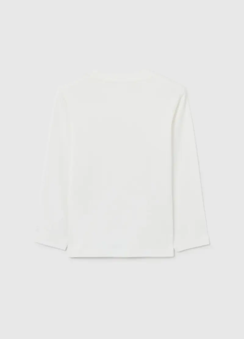 Maglia Bianca A Maniche Lunghe Da Bambino In Puro Cotone Regular Fit, Bianco miniatura 2
