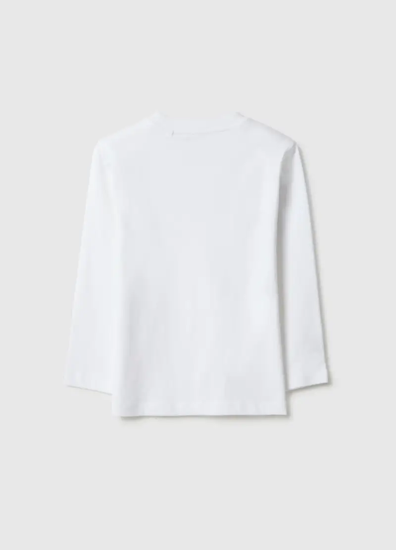 Maglia Bianca A Maniche Lunghe Da Bambino In Puro Cotone Regular Fit, Bianco miniatura 2