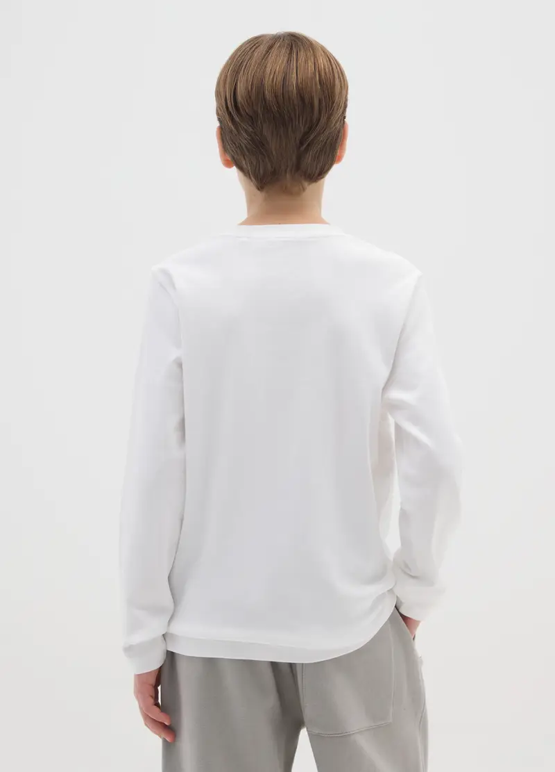 Ovs Kids Maglia Bianca A Maniche Lunghe Da Ragazzo In Puro Cotone miniatura 2