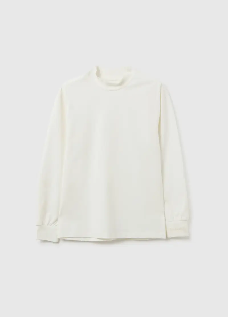 Maglia Bianca A Maniche Lunghe Da Ragazzo In Puro Cotone Regular Fit, Bambino, Bianco