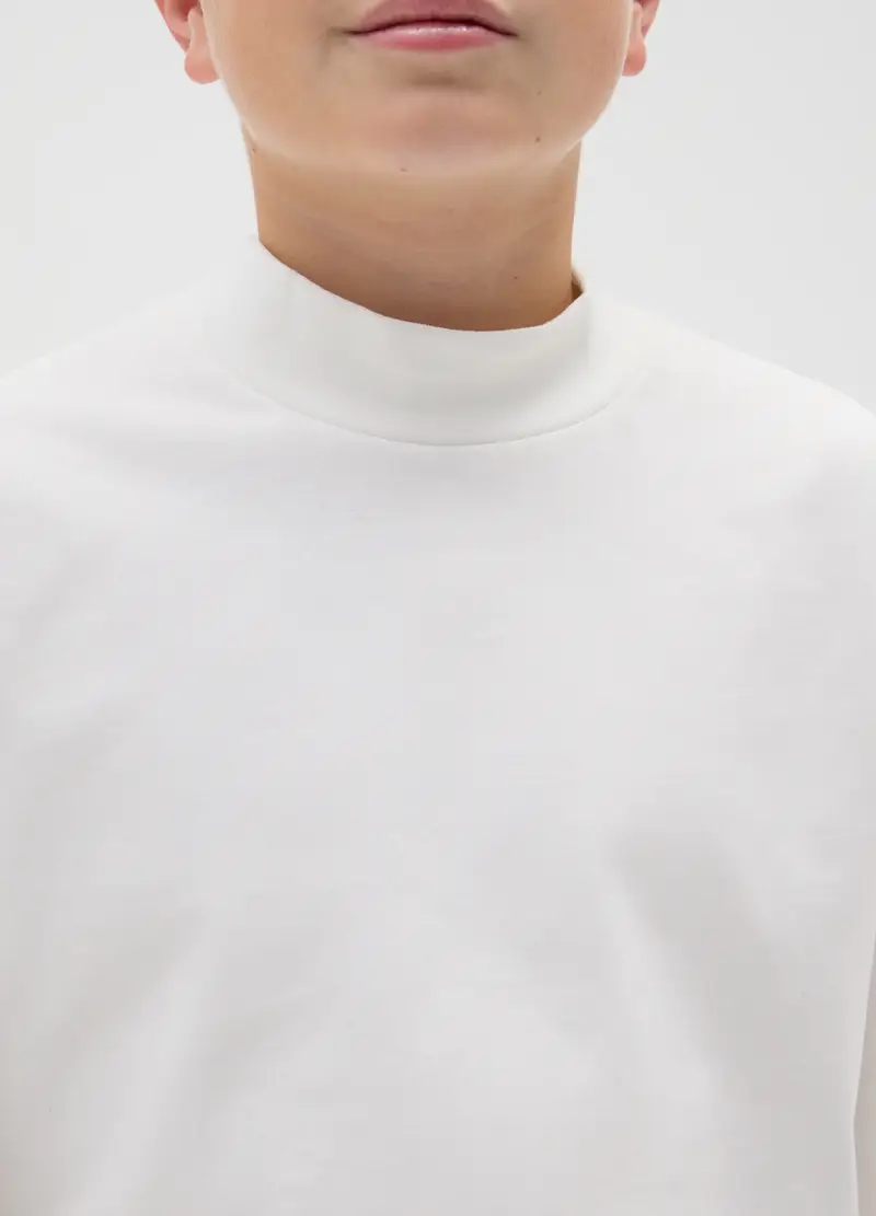 Maglia Bianca A Maniche Lunghe Da Ragazzo In Puro Cotone Regular Fit, Bambino, Bianco miniatura 3