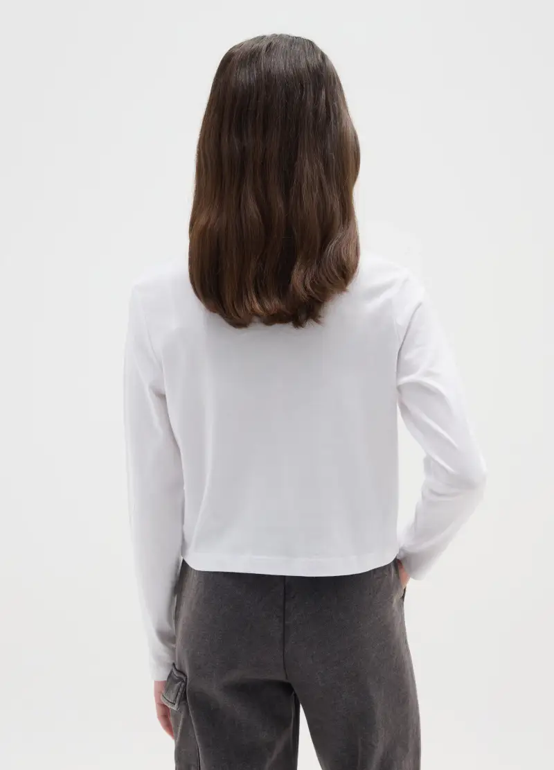 Maglia Bianca Da Ragazza In Puro Cotone Regular Fit Con Stampa, Bambina, Bianco miniatura 2