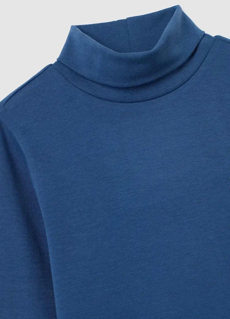 Maglia Blu A Collo Alto Da Bambino In Puro Cotone Regular Fit, Blu miniatura 3