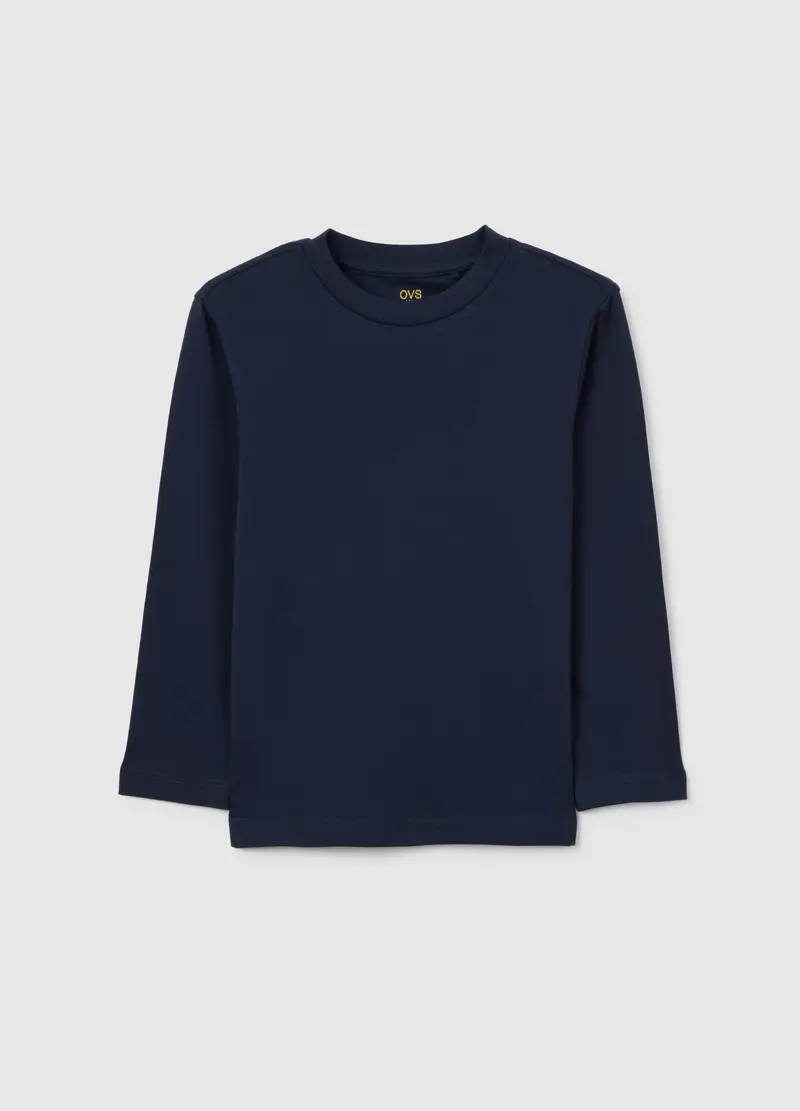 Maglia Blu A Maniche Lunghe Da Bambino In Puro Cotone Regular Fit, Blu