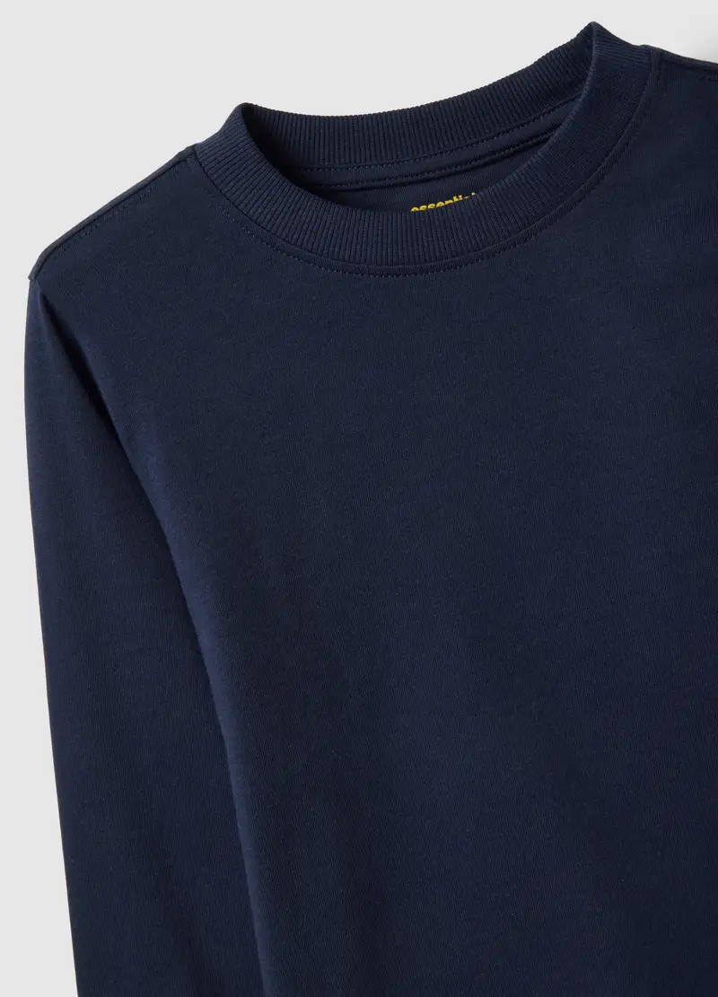 Maglia Blu A Maniche Lunghe Da Bambino In Puro Cotone Regular Fit, Blu miniatura 3