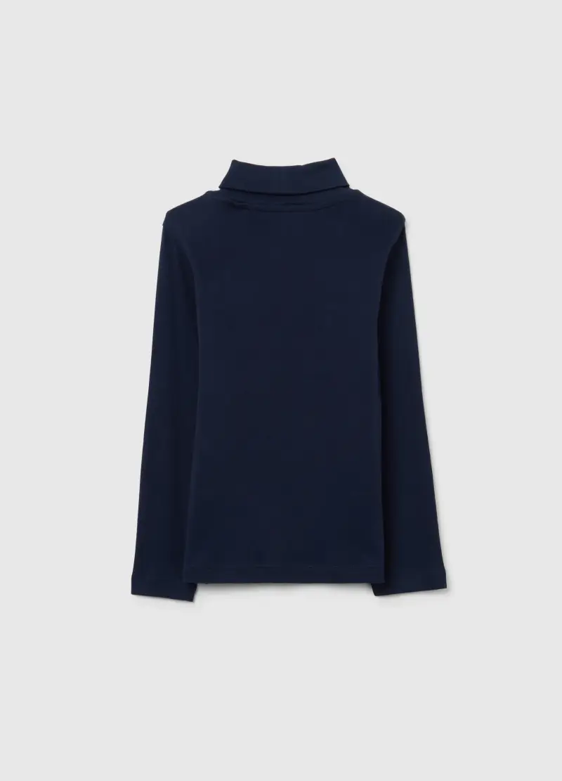 Maglia Blu Collo Alto Da Bambino In Puro Cotone Regular Fit Stampa, Blu miniatura 2