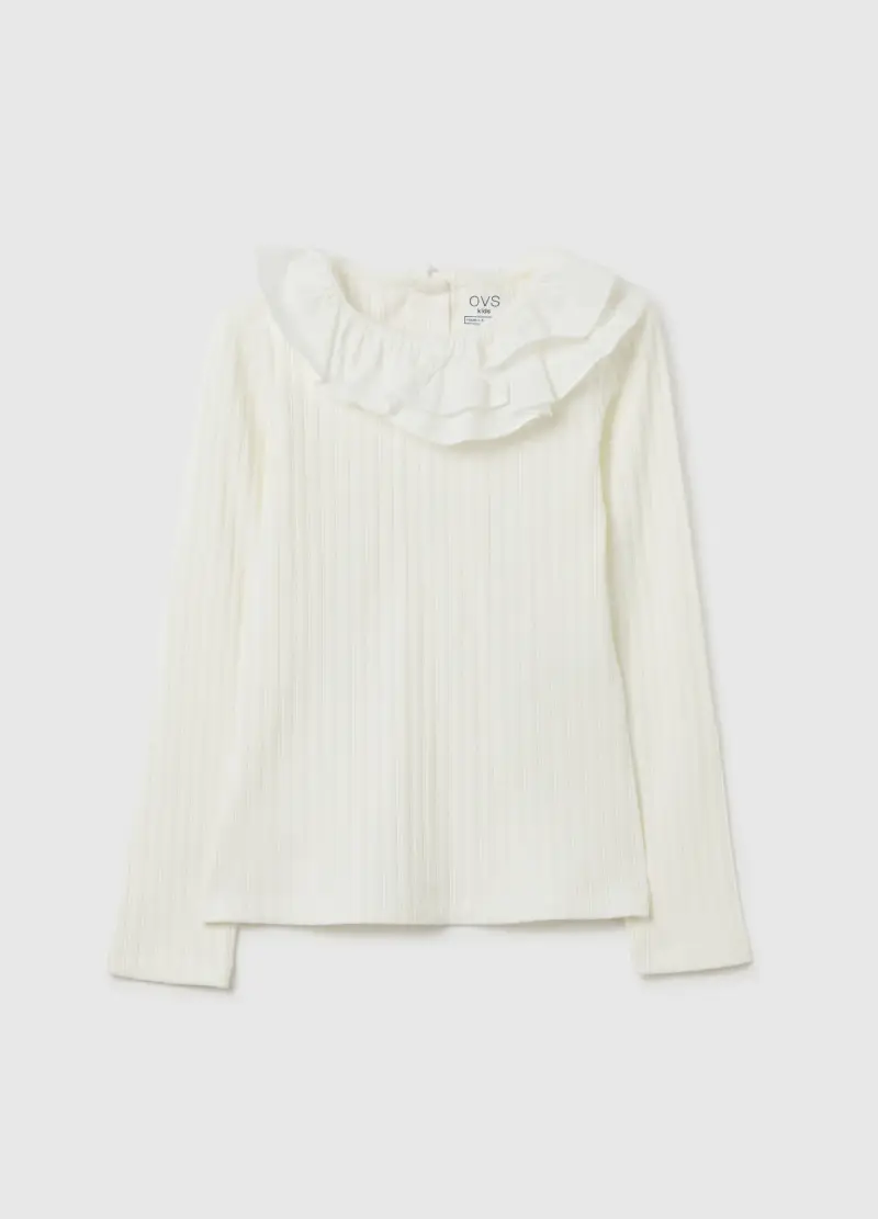 Maglia Da Bambina In Cotone Elasticizzato Bianca Regular Fit, Bianco