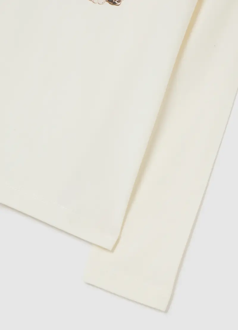 Maglia Da Bambina In Cotone Elasticizzato Bianca Regular Fit Con Stampa, Bianco miniatura 3