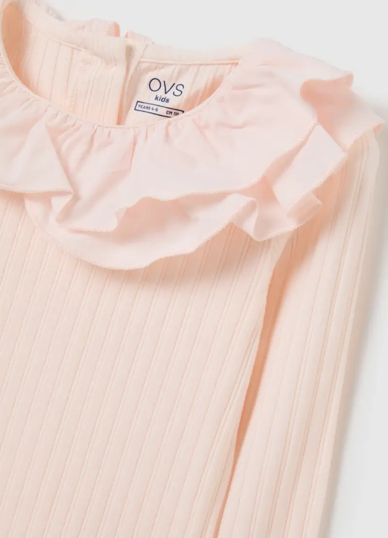 Maglia Da Bambina In Cotone Elasticizzato Rosa Regular Fit, Rosa miniatura 3