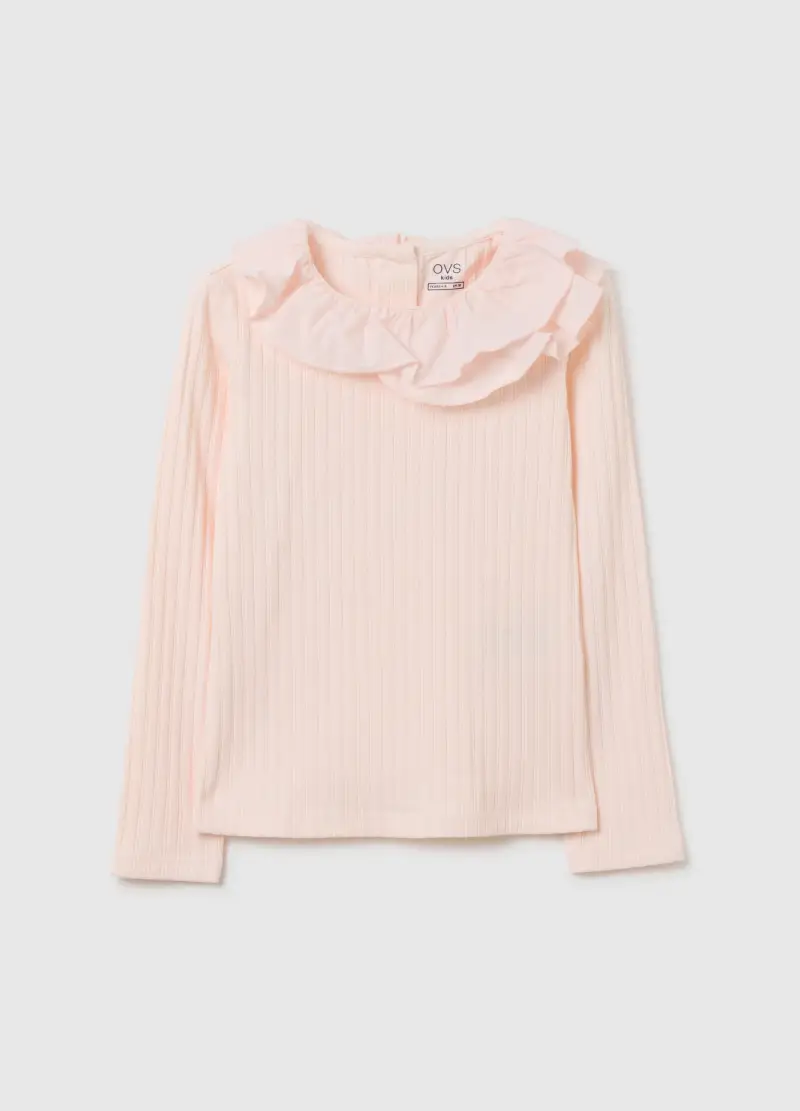 Maglia Da Bambina In Cotone Elasticizzato Rosa Regular Fit, Rosa