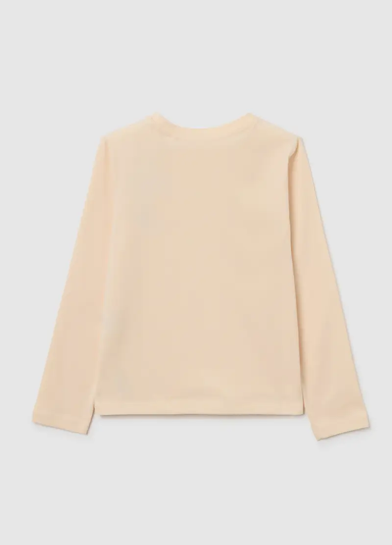 Maglia Da Bambina In Misto Cotone Beige Regular Fit Con Ricami, Beige miniatura 2