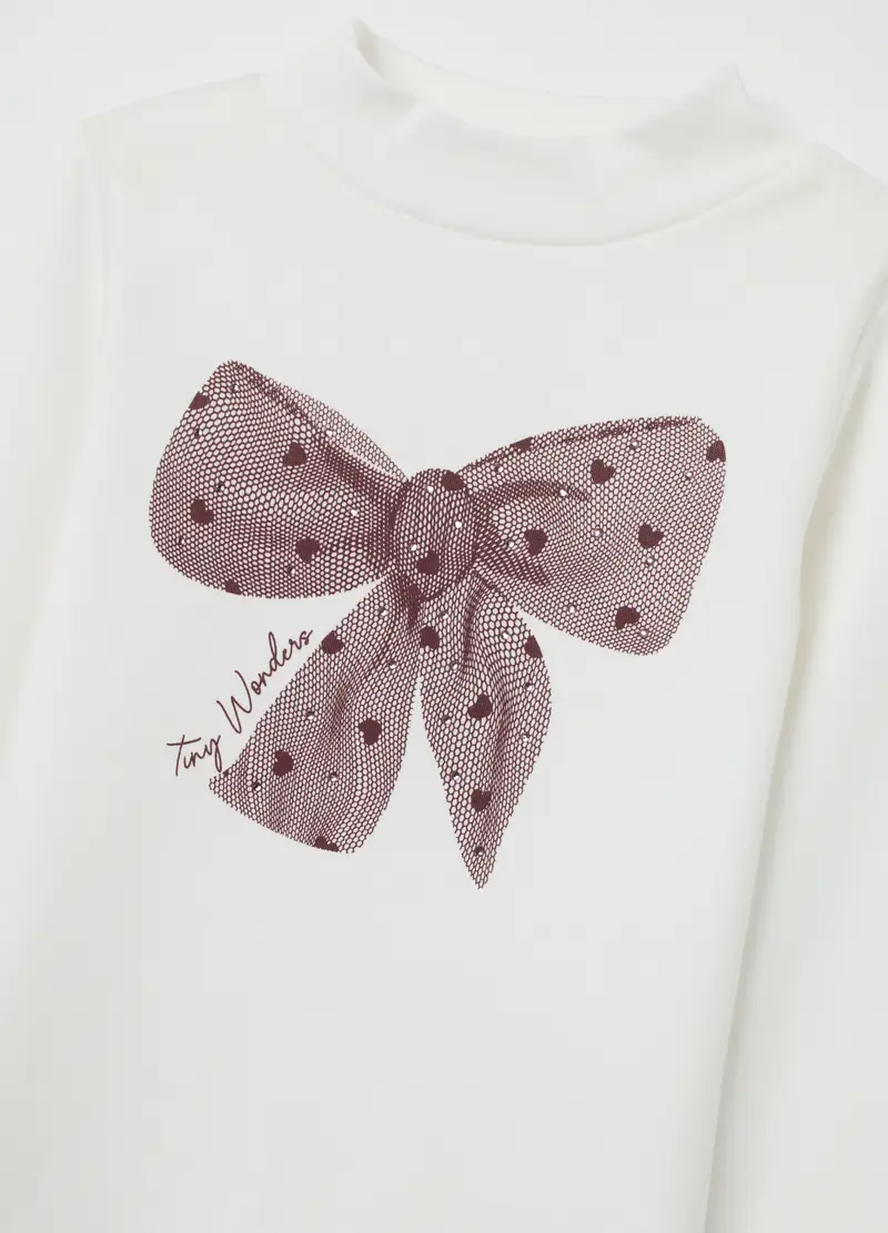 Maglia Da Bambina In Misto Cotone Bianca Regular Fit, Bianco miniatura 3