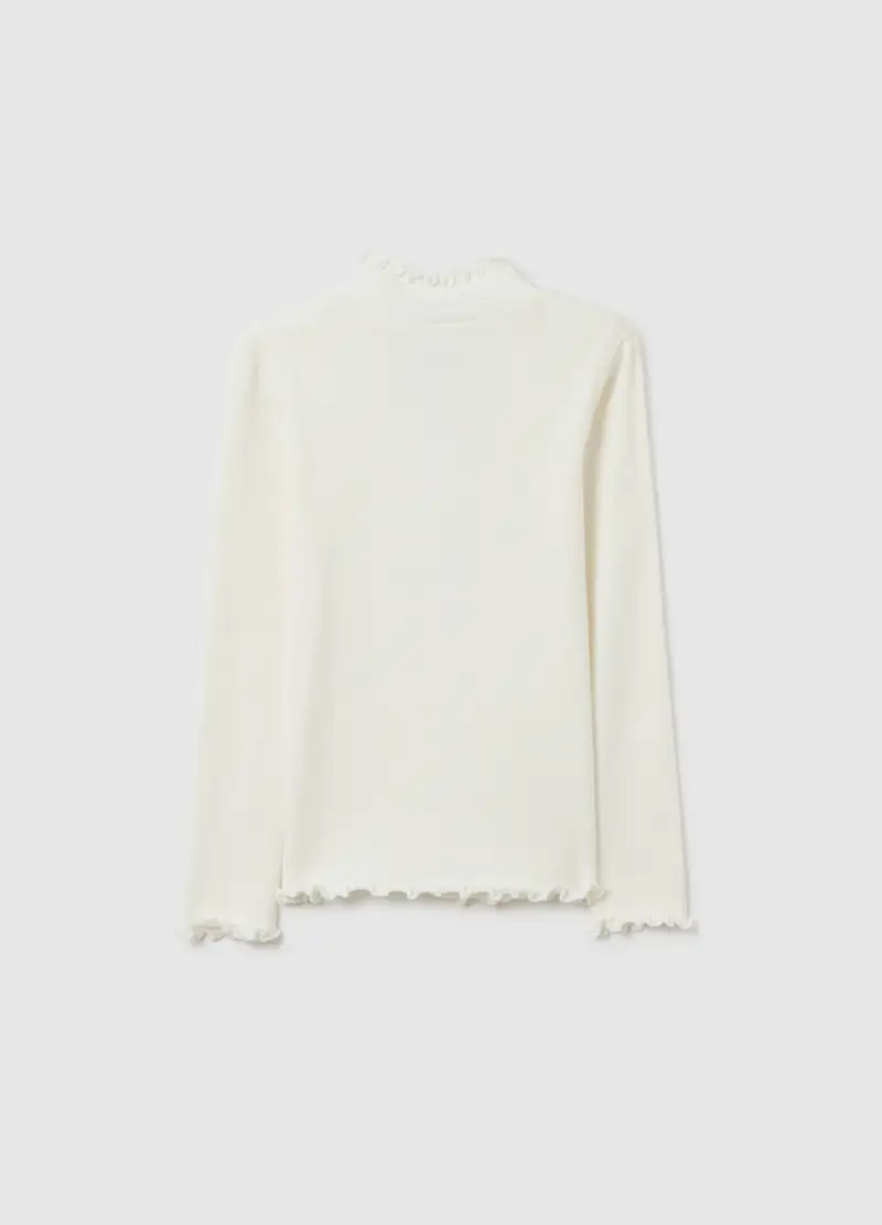 Maglia Da Bambina In Misto Cotone Elasticizzato Bianca Regular Fit, Bianco miniatura 2