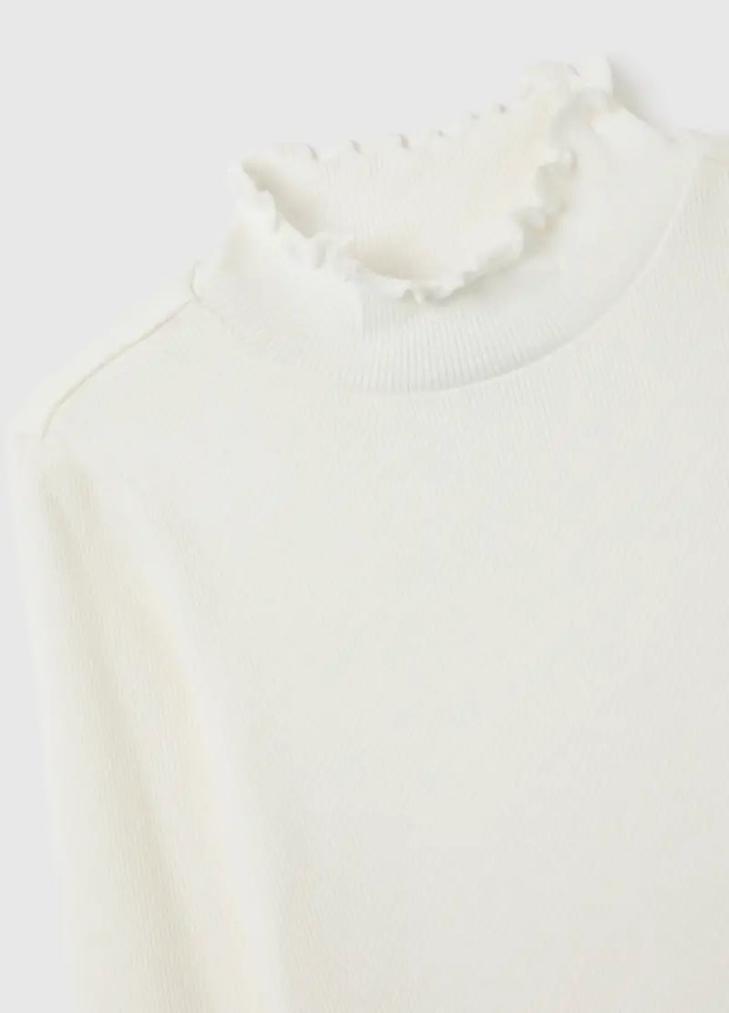 Maglia Da Bambina In Misto Cotone Elasticizzato Bianca Regular Fit, Bianco miniatura 3