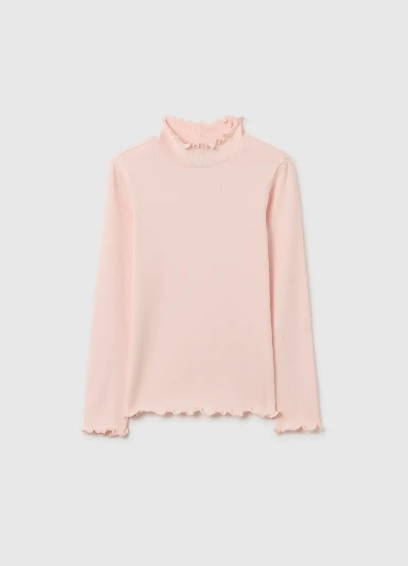Maglia Da Bambina In Misto Cotone Elasticizzato Rosa Regular Fit, Rosa