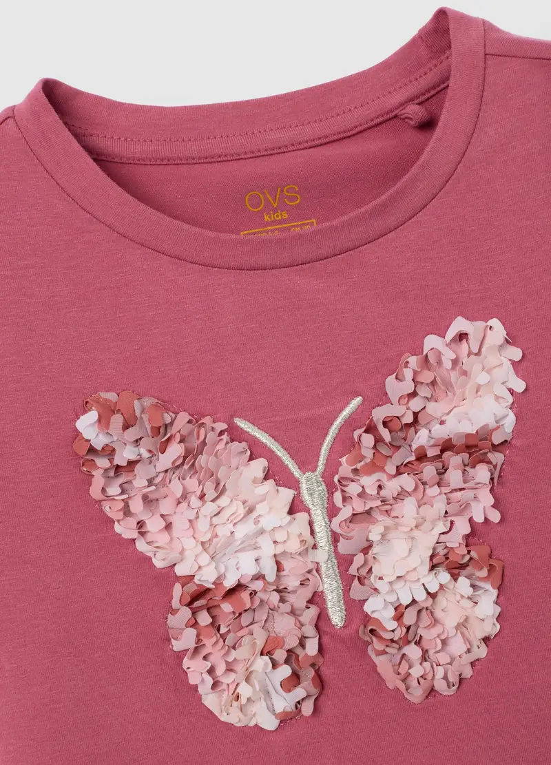 Maglia Da Bambina In Misto Cotone Rosa Regular Fit Con Stampa, Rosa miniatura 3