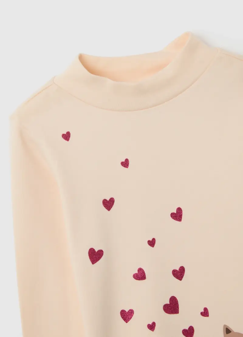 Maglia Da Bambina In Puro Cotone Beige Regular Fit, Beige miniatura 3