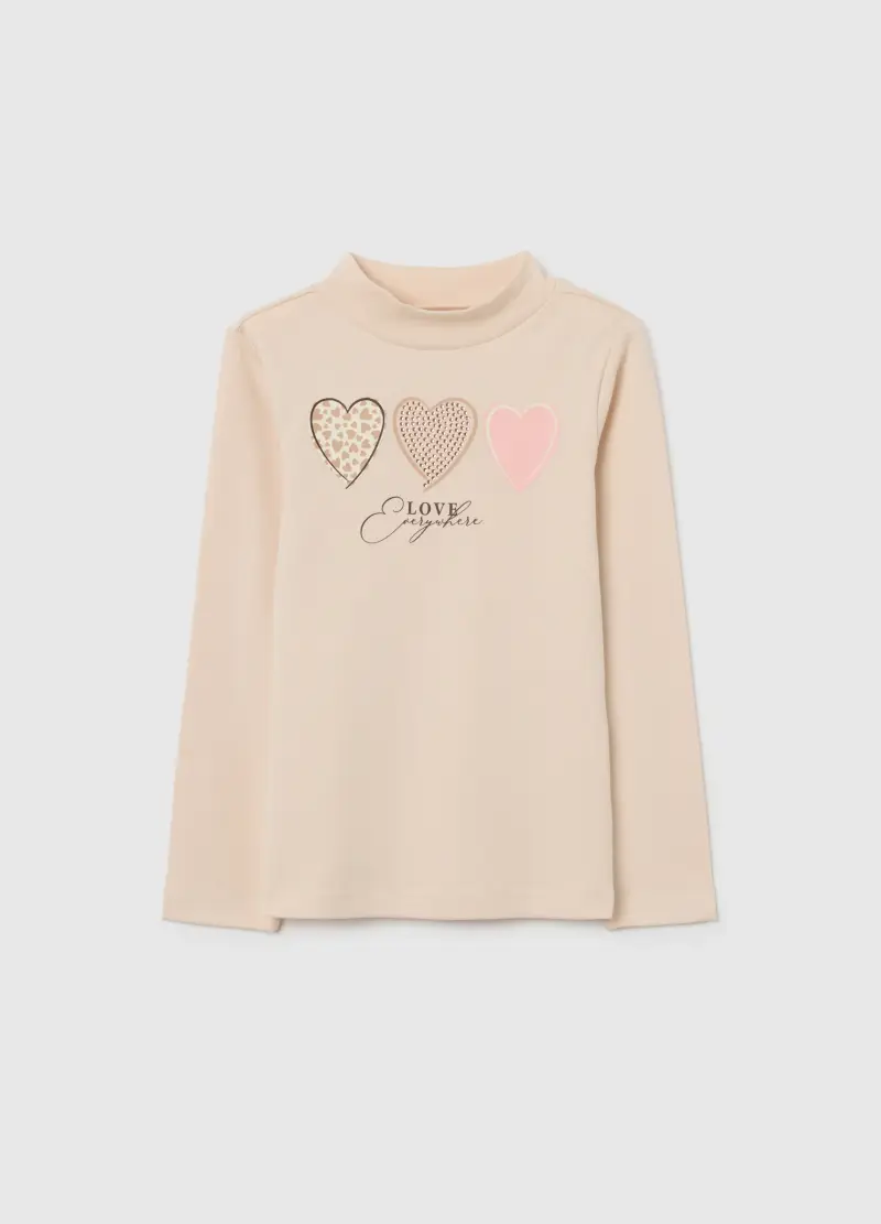 Maglia Da Bambina In Puro Cotone Beige Regular Fit, Beige