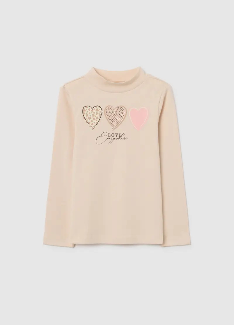 Maglia Da Bambina In Puro Cotone Beige Regular Fit, Beige