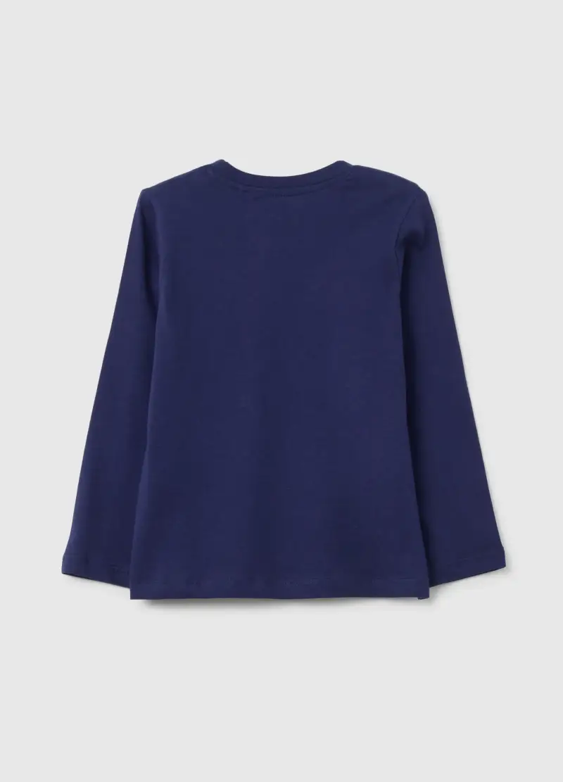 Maglia Da Bambina In Puro Cotone Blu Regular Fit Con Stelle, Blu miniatura 2