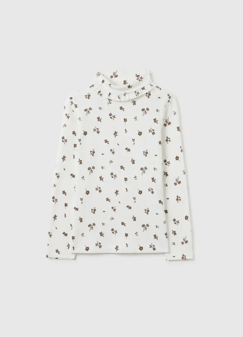 Maglia Da Bambina In Puro Cotone Multicolor Con Stampa Floreale, Multicolor