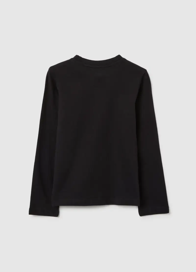 Maglia Da Bambina In Puro Cotone Nero Regular Fit, Nero miniatura 2