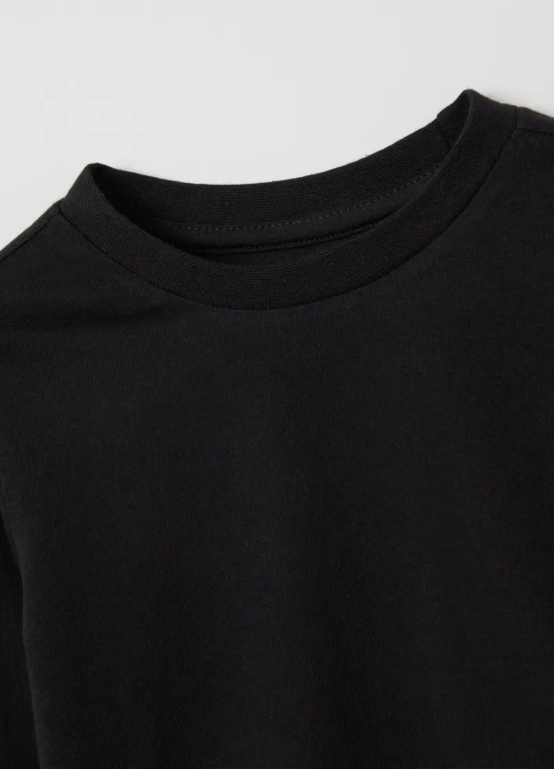 Maglia Da Bambina In Puro Cotone Nero Regular Fit, Nero miniatura 3