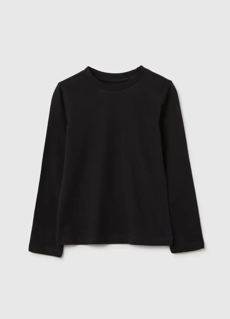 Maglia Da Bambina In Puro Cotone Nero Regular Fit, Nero